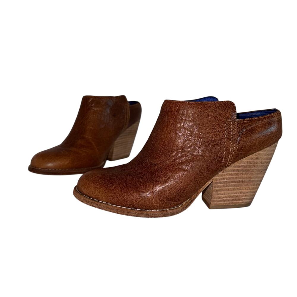 🤎 Jeffrey Campbell Ibiza Leather Mule Booties Brown Chunky Heel Size 8 🤎